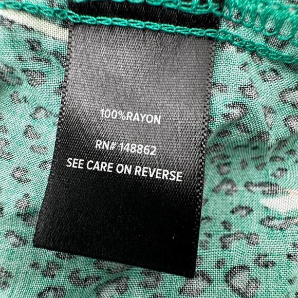 TORRID 3X Green Floral Leopard Print Midi Dress Sleeveless Tiered Ruffle Pockets - Picture 5 of 9